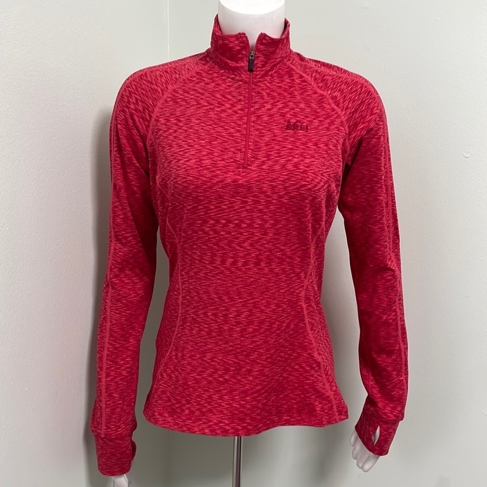 REI long sleeve red zigzag quarterzip